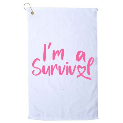 I'm A Survivor Cancer, Pink Ribbon, Breast Cancer Platinum Collection Golf Towel