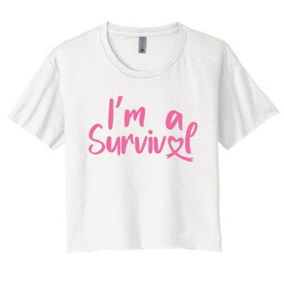 I'm A Survivor Cancer, Pink Ribbon, Breast Cancer Women's Crop Top Tee