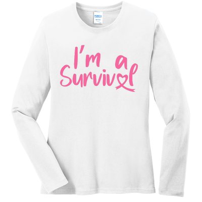 I'm A Survivor Cancer, Pink Ribbon, Breast Cancer Ladies Long Sleeve Shirt