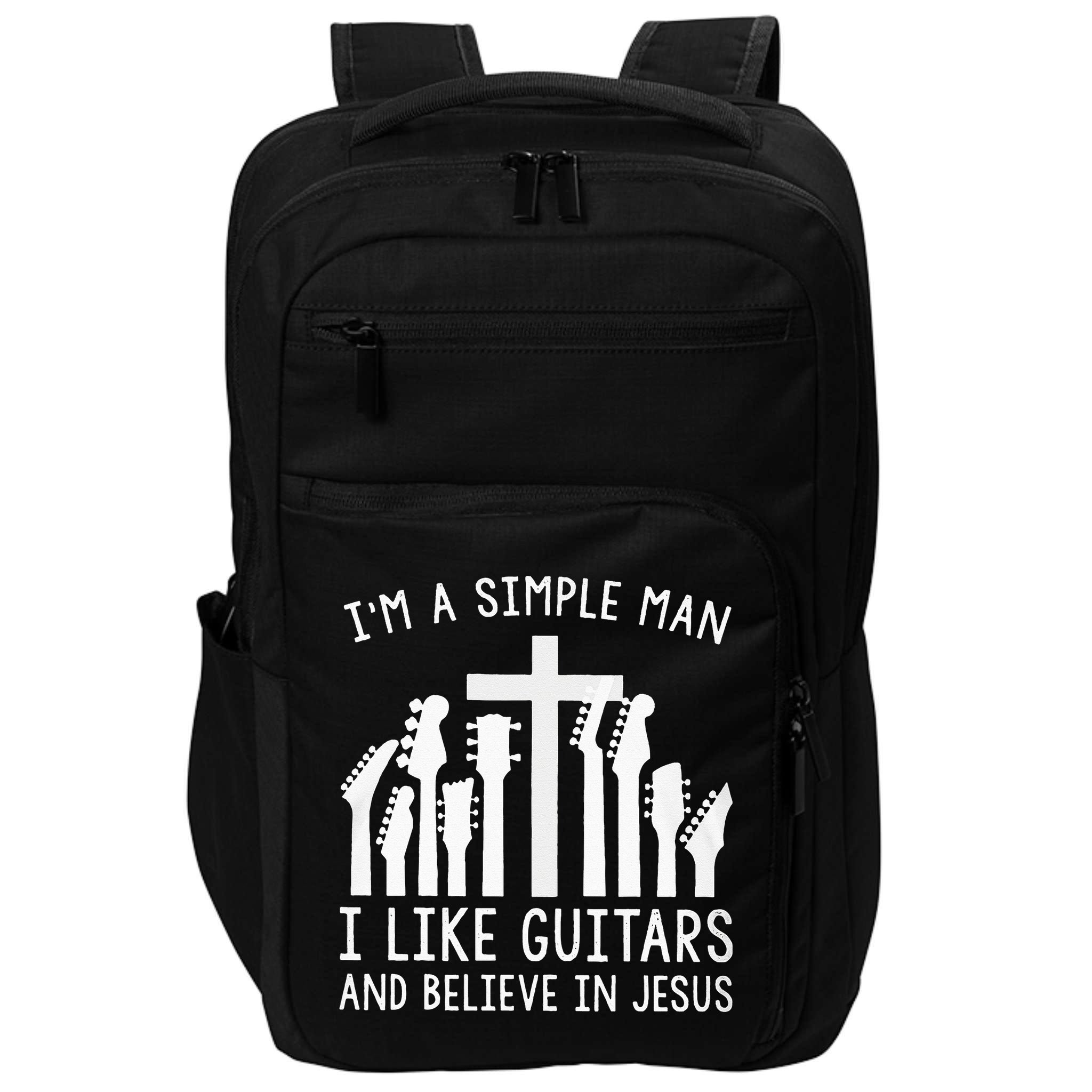 Im A Simple Man I Like Guitars And Believe In Jesus Impact Tech Backpack