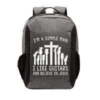 Im A Simple Man I Like Guitars And Believe In Jesus Vector Backpack