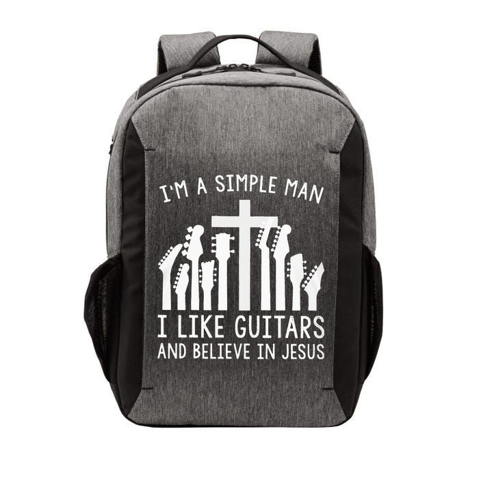 Im A Simple Man I Like Guitars And Believe In Jesus Vector Backpack