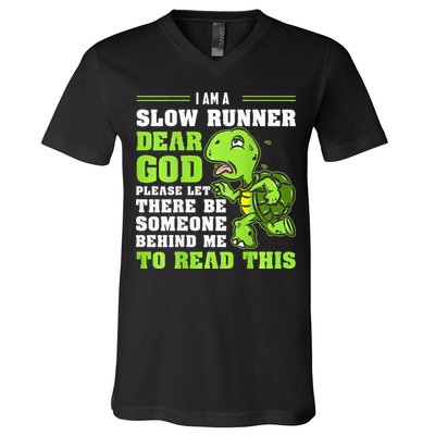I'm A Slow Runner Turtle Funny Marathon Running Run Gift V-Neck T-Shirt
