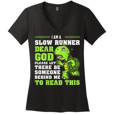 I'm A Slow Runner Turtle Funny Marathon Running Run Gift Women's V-Neck T-Shirt