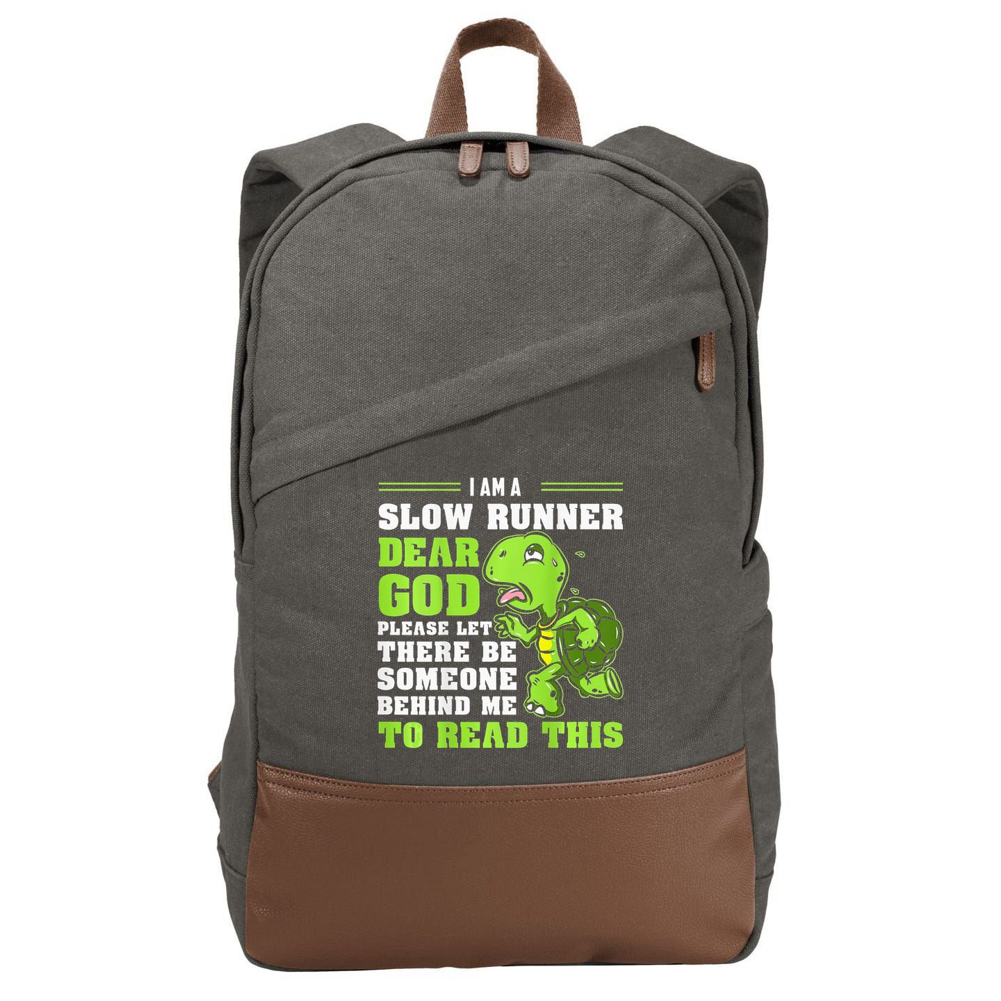 I'm A Slow Runner Turtle Funny Marathon Running Run Gift Cotton Canvas Backpack