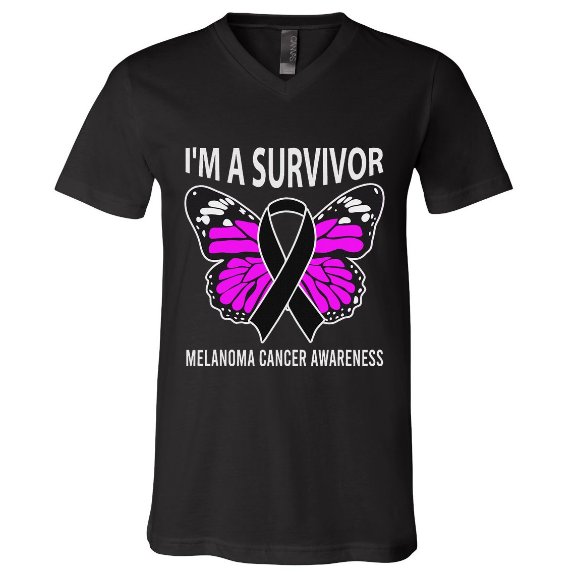 Im A Survivor Melanoma Skin Cancer Awareness V-Neck T-Shirt