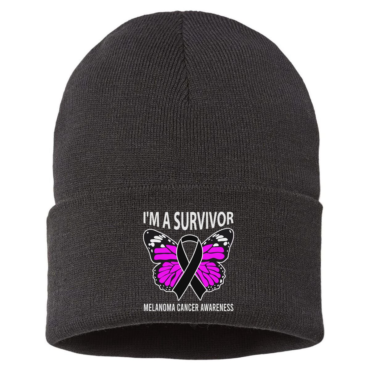 Im A Survivor Melanoma Skin Cancer Awareness Sustainable Knit Beanie