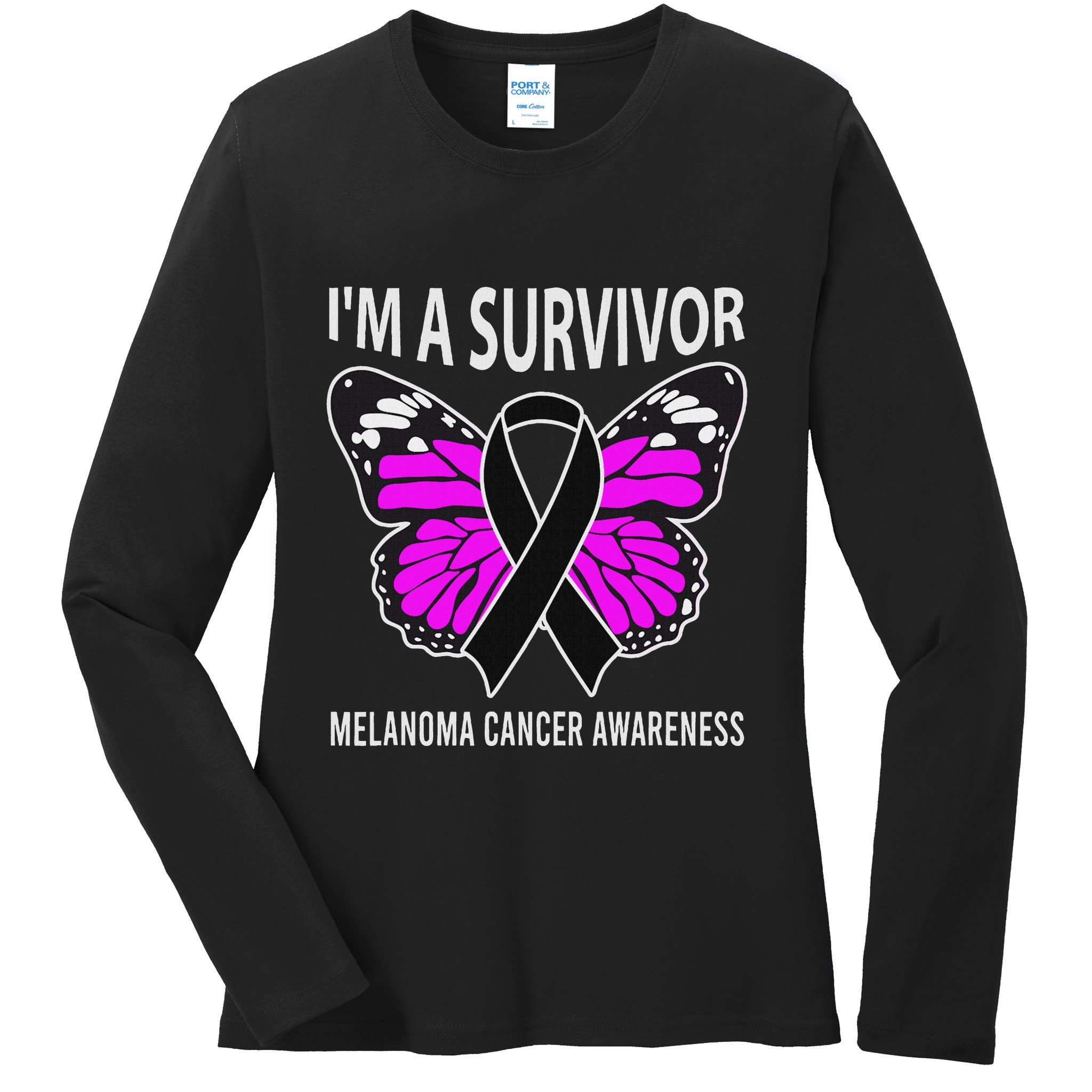Im A Survivor Melanoma Skin Cancer Awareness Ladies Long Sleeve Shirt