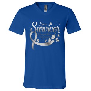 I'm A Survivor Encephalitis Awareness Butterfly Gift V-Neck T-Shirt