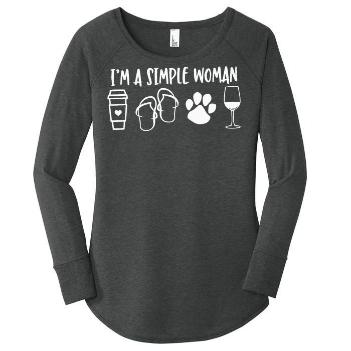 I'm A Simple Woman Coffee Flip Flops Dog Wine Women's Perfect Tri Tunic Long Sleeve Shirt