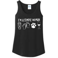 I'm A Simple Woman Coffee Flip Flops Dog Wine Ladies Essential Tank