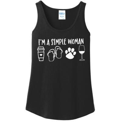 I'm A Simple Woman Coffee Flip Flops Dog Wine Ladies Essential Tank