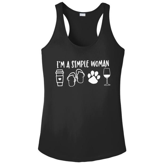 I'm A Simple Woman Coffee Flip Flops Dog Wine Ladies PosiCharge Competitor Racerback Tank