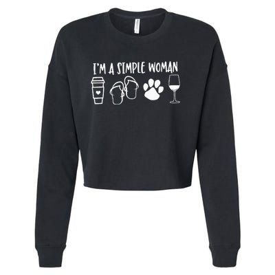 I'm A Simple Woman Coffee Flip Flops Dog Wine Cropped Pullover Crew