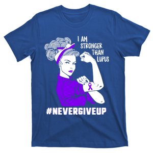 I Am Stronger Than Lupus #Nevergiveup Lupus Awareness Ribbon Cute Gift T-Shirt