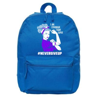 I Am Stronger Than Lupus #Nevergiveup Lupus Awareness Ribbon Cute Gift 16 in Basic Backpack