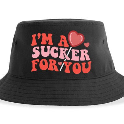 I'm A Sucker For You Happy Valentine's Groovy Retro Couple Sustainable Bucket Hat