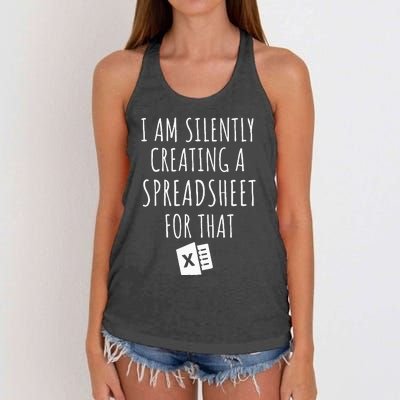 I Am Silently Creating A Spreadsheet For That Office Worker Women's Knotted Racerback Tank