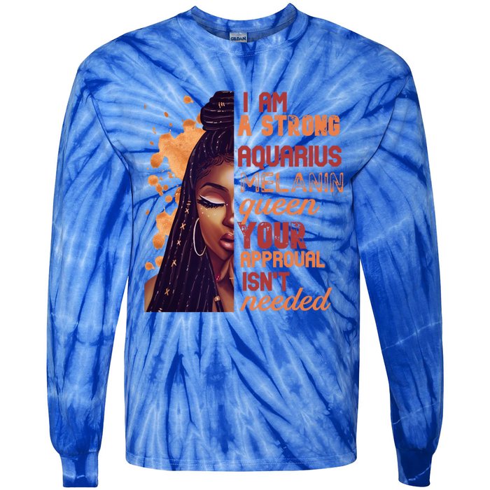 I Am Strong Aquarius Queen Birthday Zodiac Dreadlocks Gift Tie-Dye Long Sleeve Shirt