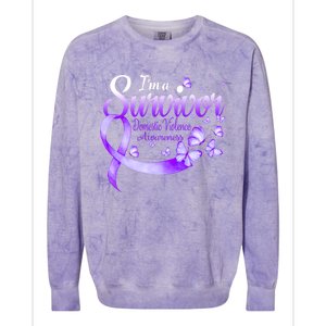 I'm A Survivor Domestic Violence Awareness Butterfly Gift Colorblast Crewneck Sweatshirt