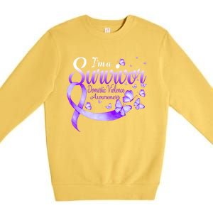 I'm A Survivor Domestic Violence Awareness Butterfly Gift Premium Crewneck Sweatshirt