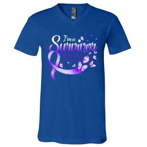 I'm A Survivor Domestic Violence Awareness Butterfly Gift V-Neck T-Shirt