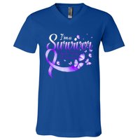 I'm A Survivor Domestic Violence Awareness Butterfly Gift V-Neck T-Shirt