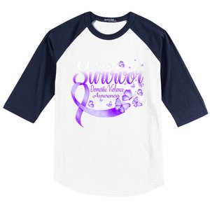 I'm A Survivor Domestic Violence Awareness Butterfly Gift Baseball Sleeve Shirt