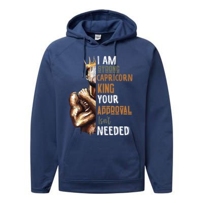 I Am Strong Capricorn King In Crown Zodiac Horoscope Gift Performance Fleece Hoodie