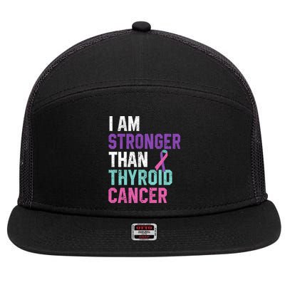 I Am Stronger Than Thyroid Cancer Survivor Awareness Gift 7 Panel Mesh Trucker Snapback Hat