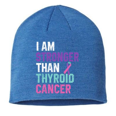 I Am Stronger Than Thyroid Cancer Survivor Awareness Gift Sustainable Beanie