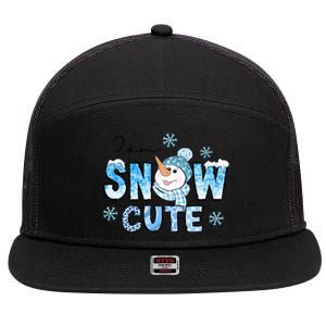 I Am Snow Cute Christmas Winter Snow In Knit Cap And Scarf Cool Gift 7 Panel Mesh Trucker Snapback Hat