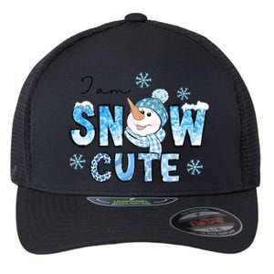 I Am Snow Cute Christmas Winter Snow In Knit Cap And Scarf Cool Gift Flexfit Unipanel Trucker Cap