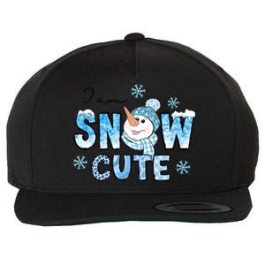 I Am Snow Cute Christmas Winter Snow In Knit Cap And Scarf Cool Gift Wool Snapback Cap