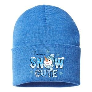 I Am Snow Cute Christmas Winter Snow In Knit Cap And Scarf Cool Gift Sustainable Knit Beanie