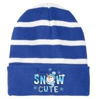 I Am Snow Cute Christmas Winter Snow In Knit Cap And Scarf Cool Gift Striped Beanie with Solid Band