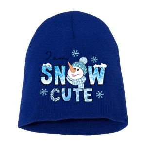 I Am Snow Cute Christmas Winter Snow In Knit Cap And Scarf Cool Gift Short Acrylic Beanie