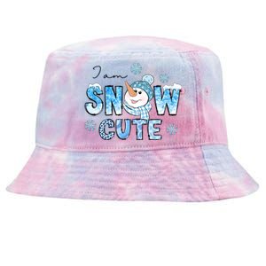 I Am Snow Cute Christmas Winter Snow In Knit Cap And Scarf Cool Gift Tie-Dyed Bucket Hat