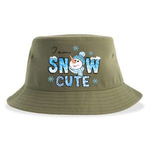 I Am Snow Cute Christmas Winter Snow In Knit Cap And Scarf Cool Gift Sustainable Bucket Hat