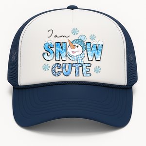 I Am Snow Cute Christmas Winter Snow In Knit Cap And Scarf Cool Gift Trucker Hat