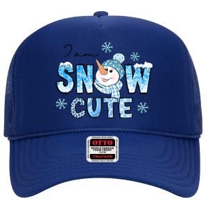 I Am Snow Cute Christmas Winter Snow In Knit Cap And Scarf Cool Gift High Crown Mesh Back Trucker Hat