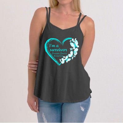 I'm A Survivor Butterfly Ovarian Cancer Awareness Warrior Women's Strappy Tank