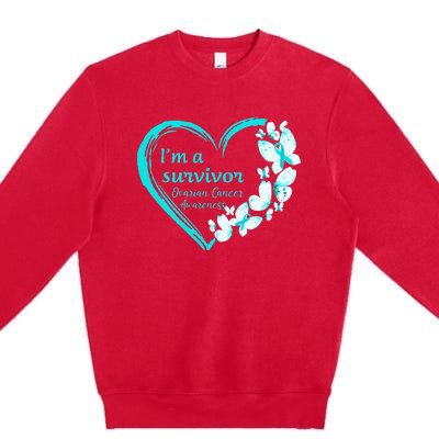 I'm A Survivor Butterfly Ovarian Cancer Awareness Warrior Premium Crewneck Sweatshirt