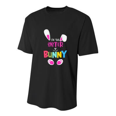 I'm A Sister Bunny Cute Rabbit Ears Family Easter Day Youth Performance Sprint T-Shirt