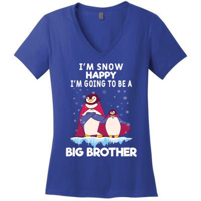 I Am Snow Happy Im Going To Be A Big Brother Pregnancy Cool Gift Women's V-Neck T-Shirt