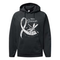 Im A Survivor Lung Cancer Dragonfly White Ribbon Performance Fleece Hoodie