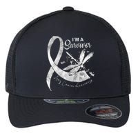 Im A Survivor Lung Cancer Dragonfly White Ribbon Flexfit Unipanel Trucker Cap