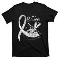 Im A Survivor Lung Cancer Dragonfly White Ribbon T-Shirt