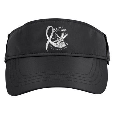 Im A Survivor Lung Cancer Dragonfly White Ribbon Adult Drive Performance Visor