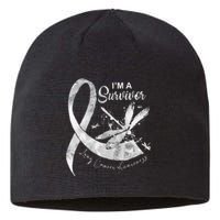 Im A Survivor Lung Cancer Dragonfly White Ribbon Sustainable Beanie